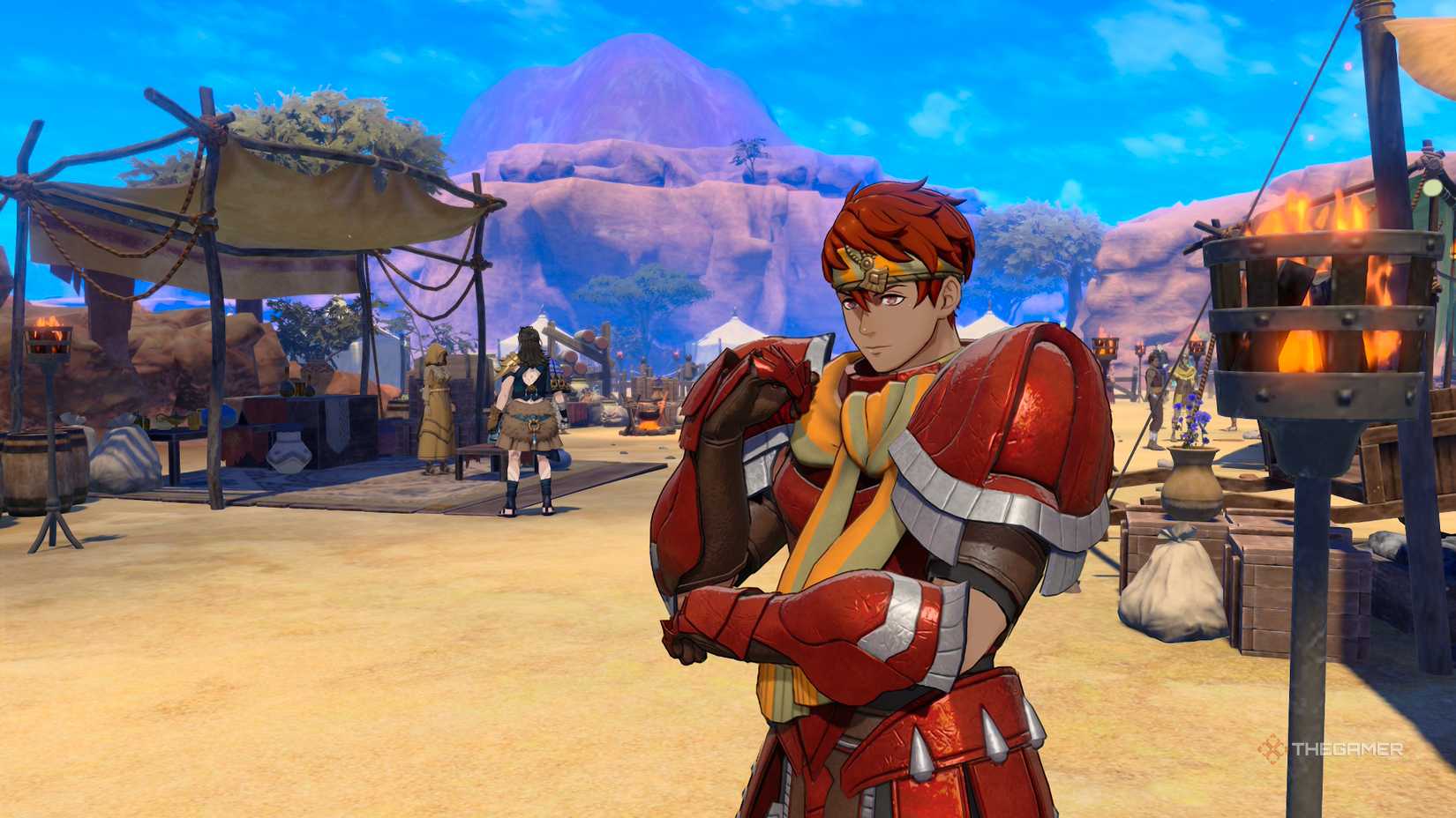 Nathan at the camp in Part 2 of Fire Emblem Fortune's Weave.