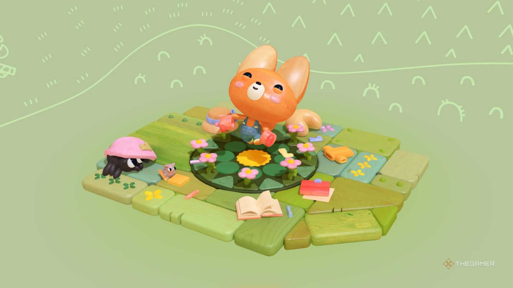 foxy sitting in a garden in woodo.