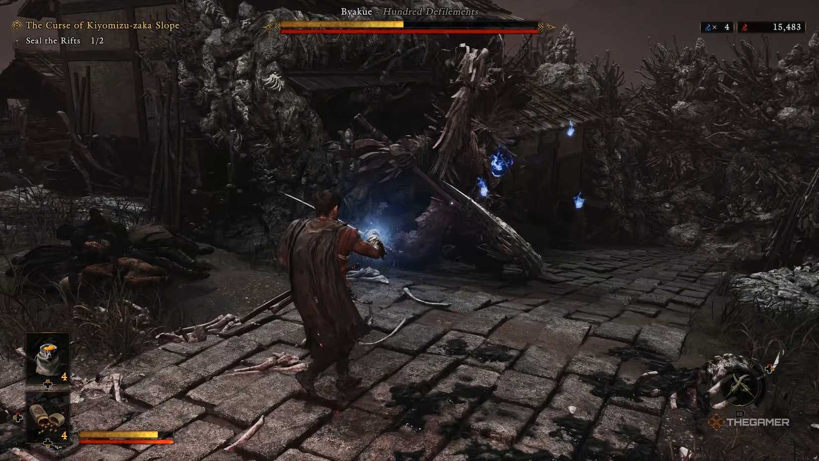 Musashi from Onimusha Way Of The Sword is absorbing Souls.