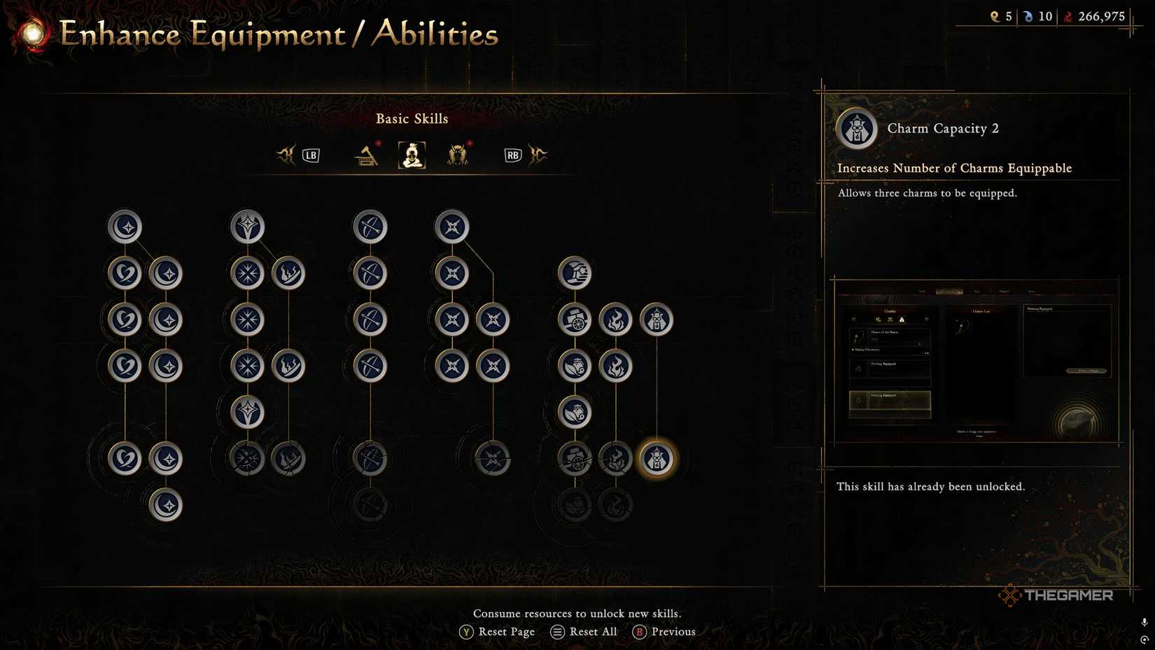 An upgrade menu from Onimusha Way Of The Sword showing all unlockable abilities.