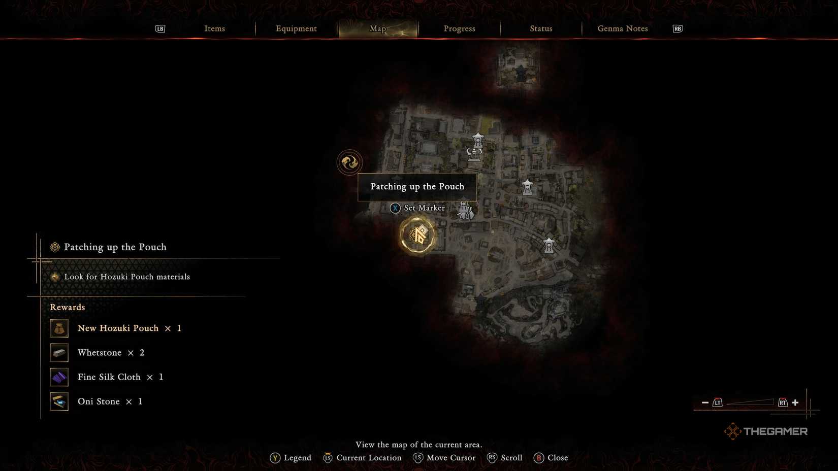 A map of Onimusha Way Of The Sword showing the a section of Kyoto.