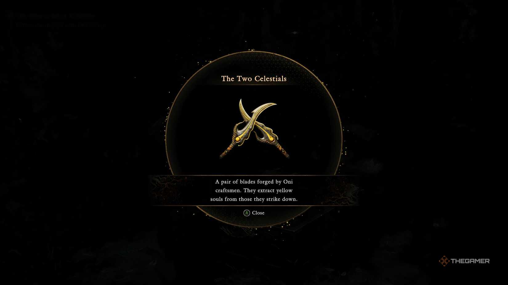 The Two Celestials armament from Onimusha Way Of The Sword.