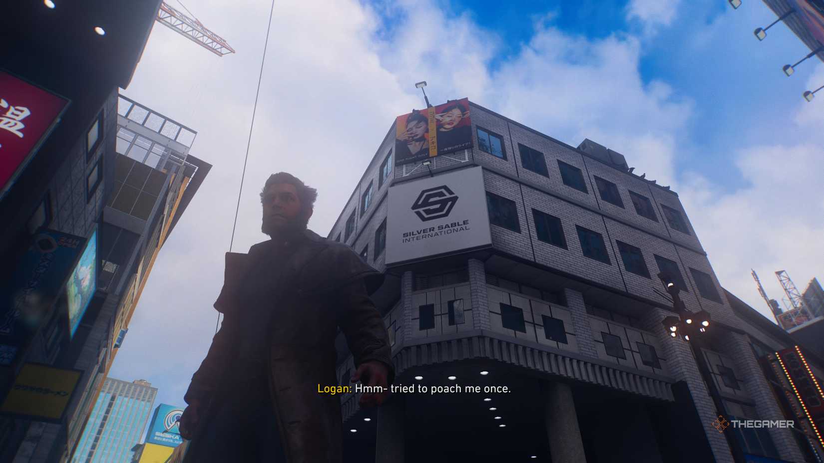 Silver Sable International billboard on a building in Marvel's Wolverine