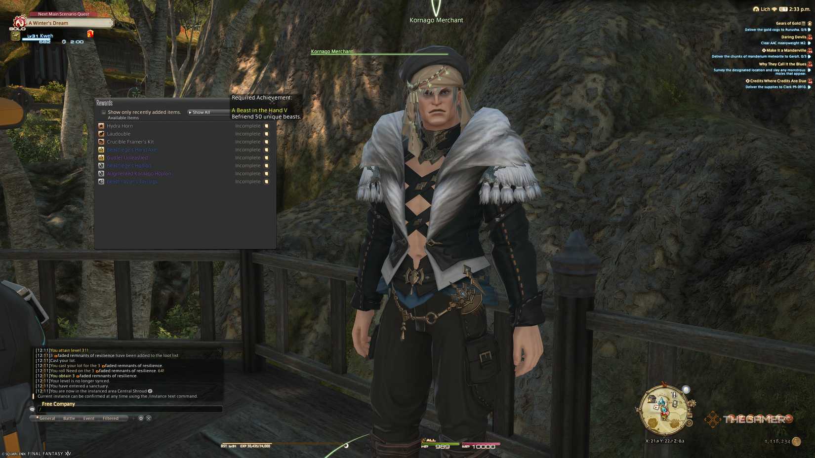 The Kornago Merchant showing how to get the Hydra mount in Final Fantasy 14.