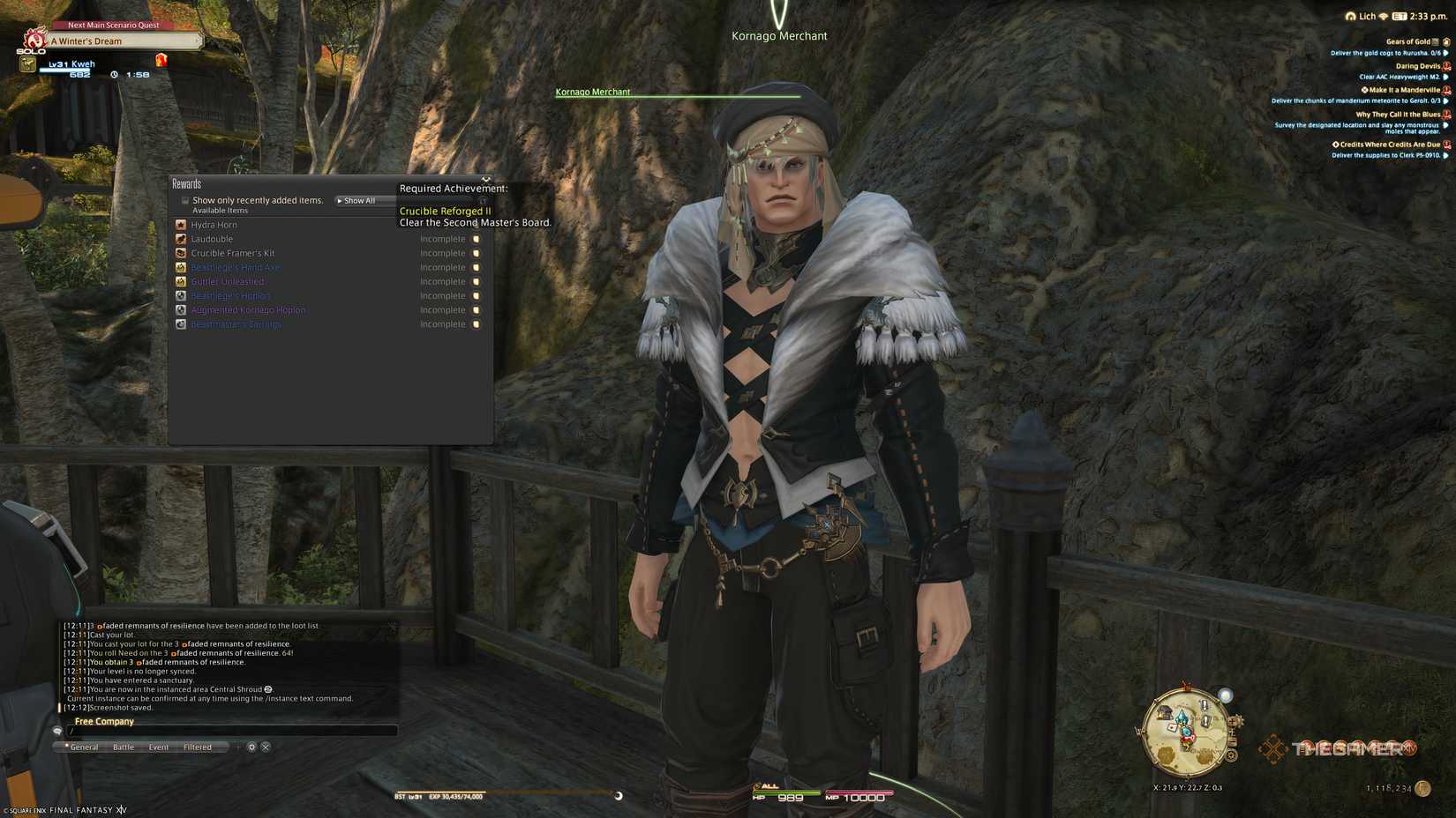 The Kornago Merchant showing how to get the Laudouble minion in Final Fantasy 14.
