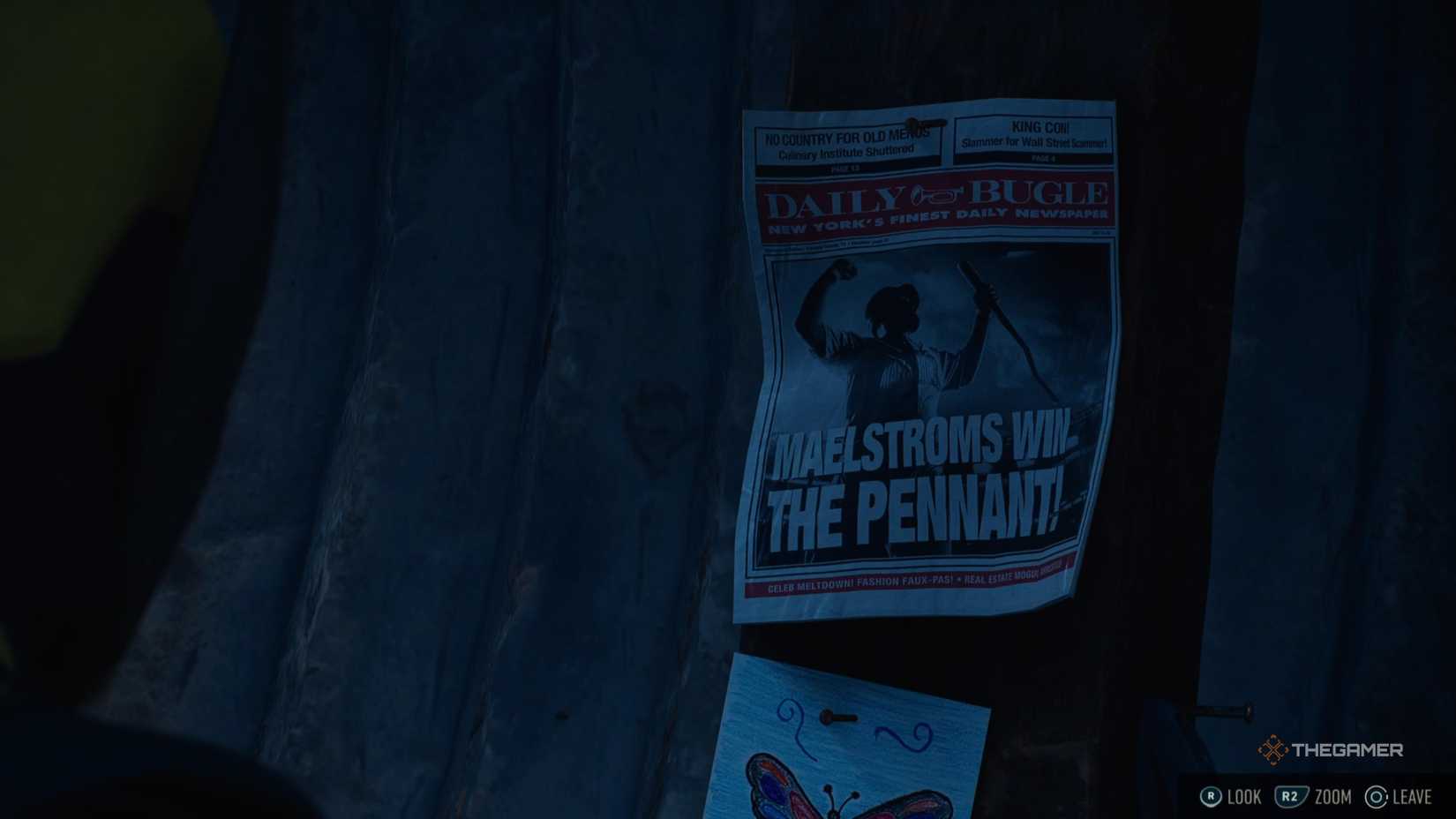 Daily Bugle page on a wall in Marvel's Wolverine showing the result of a baseball game.
