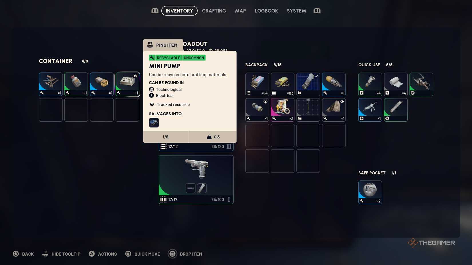 A player farming Mini Pumps in Arc Raiders: Frozen Trail.