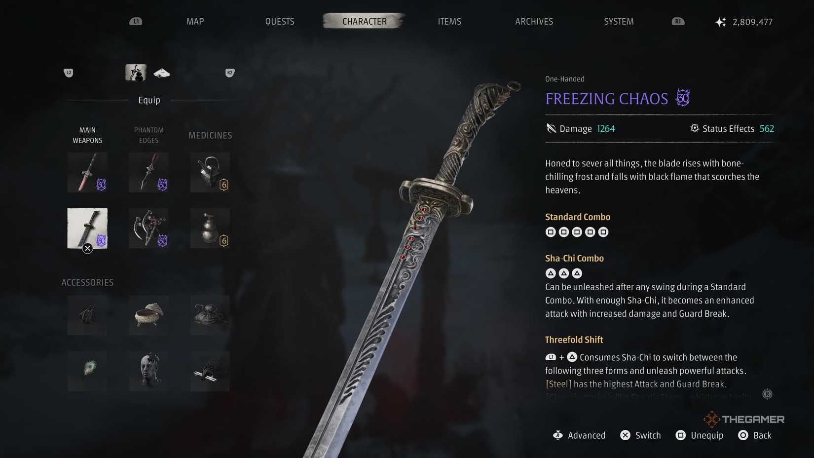 Schermata della build migliore per il finale di Phantom Blade Zero