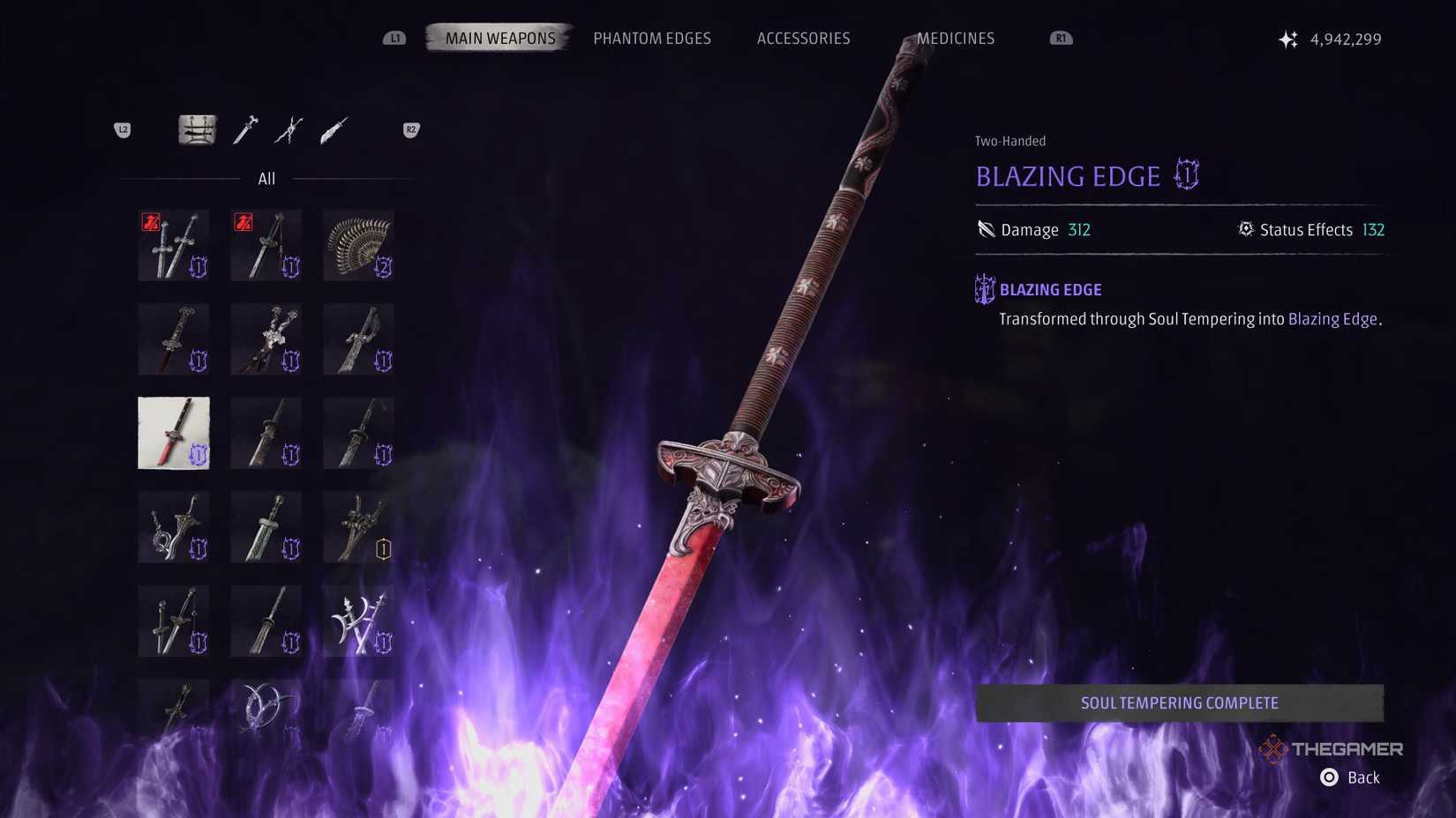 Guida a Phantom Blade Zero: le migliori armi secondo TheGamer e KeenGamer 6 Schermata di potenziamento della Blazing Edge in Phantom Blade Zero