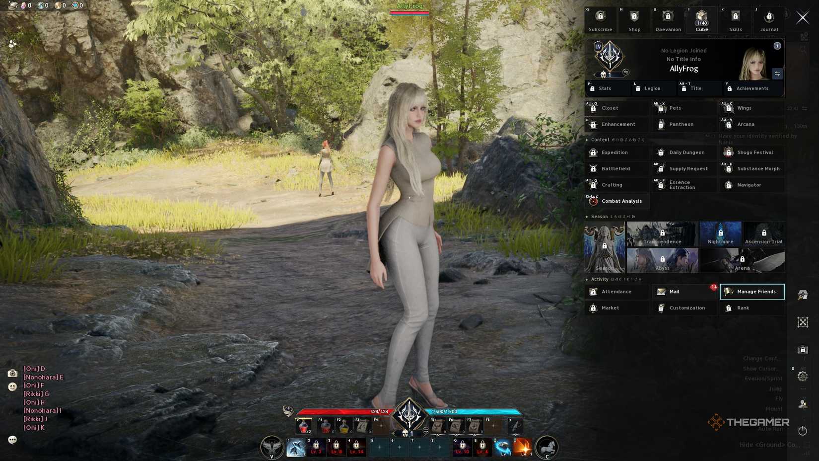 Pause menu in Aion 2.
