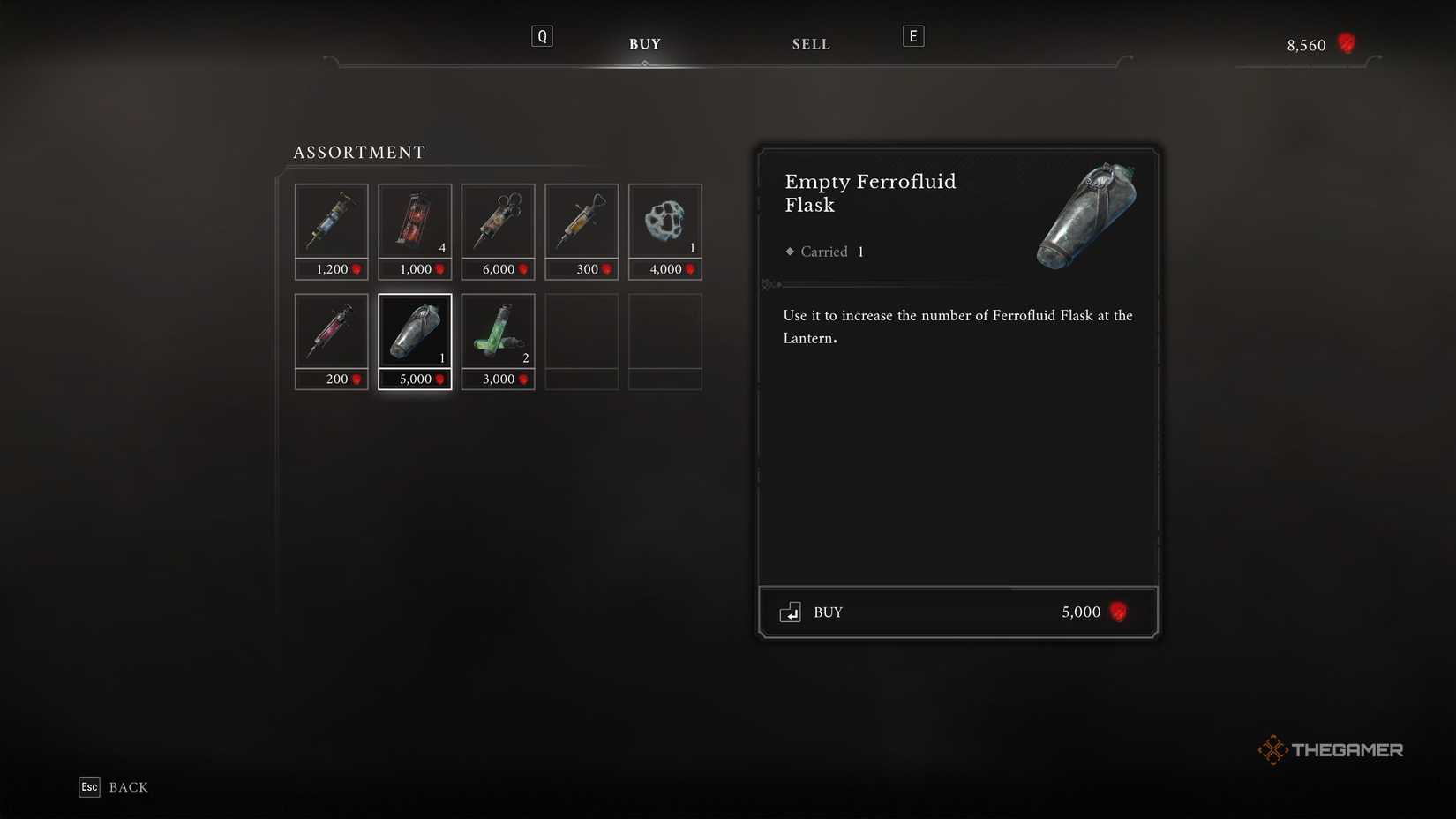 Valor Mortis in-game shop menu for purchasing items.