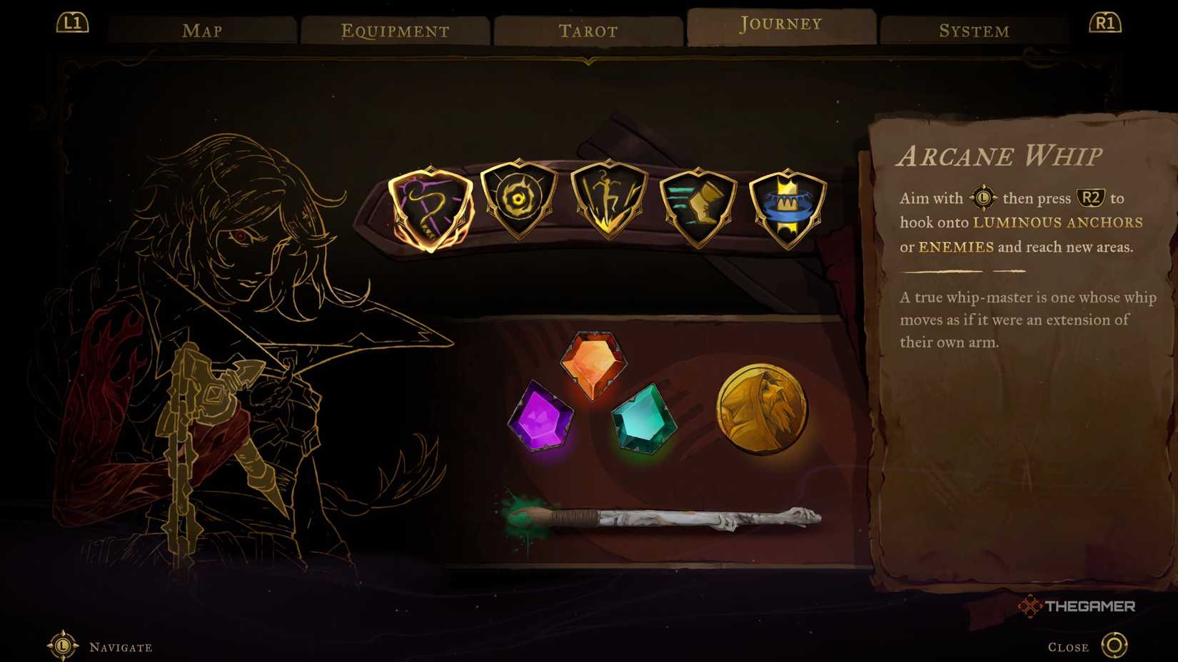 A description of the Arcane Whip in Castlevania: Belmont's Curse.