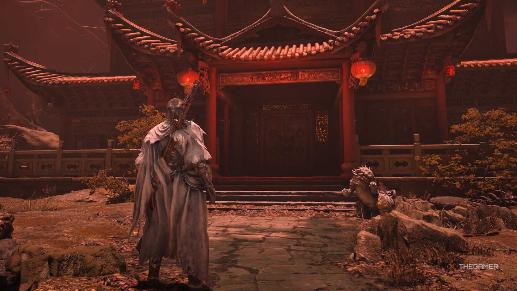 Guida a Phantom Blade Zero: come ottenere la Puppet Tongue Key per l'Alloyed Scythe Blade 4 Soul davanti all'ingresso della Crimson Manor in Phantom Blade Zero
