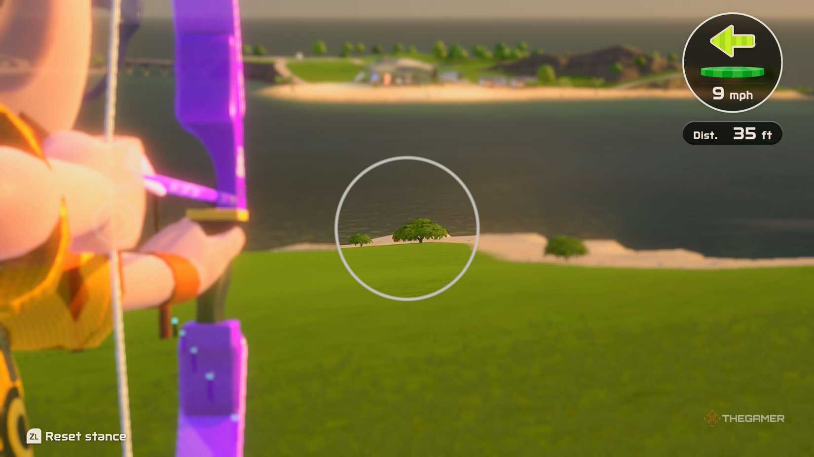burger hiding behind a tree in switch sports resort.