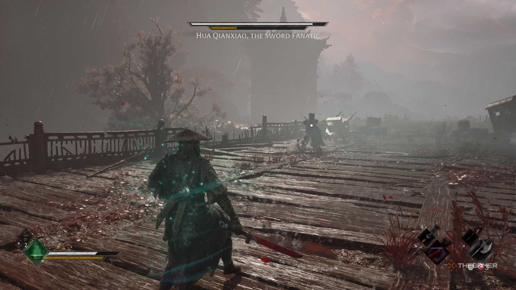 Soul che si cura durante uno scontro contro lo Sword Fanatic in Phantom Blade Zero