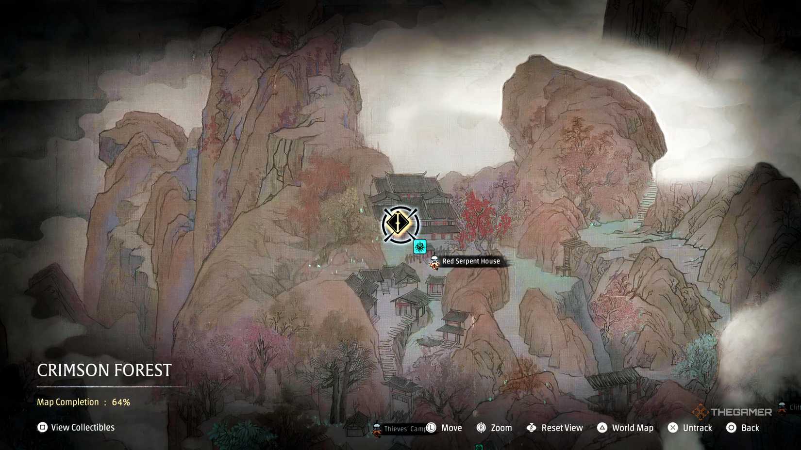 Mappa di Phantom Blade Zero con la posizione della Red Serpent House