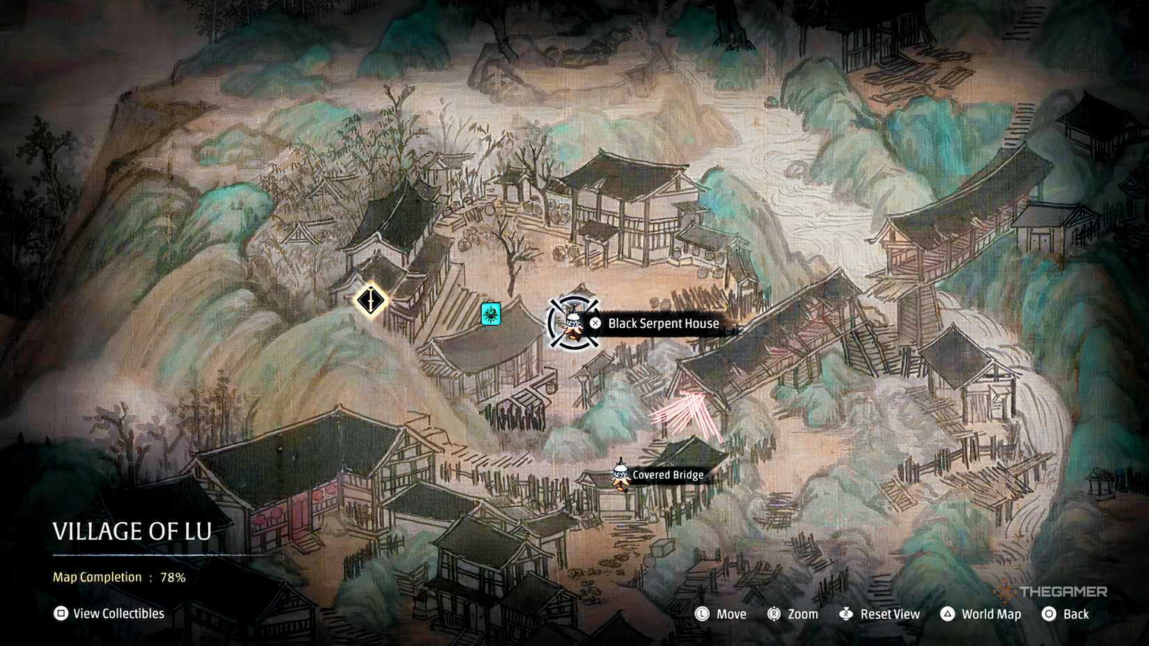 Guida a Phantom Blade Zero: come trovare Serpent Eye a Meigu Lake e aprire la Serpent Door 5 Mappa di Phantom Blade Zero con la posizione della Black Serpent House